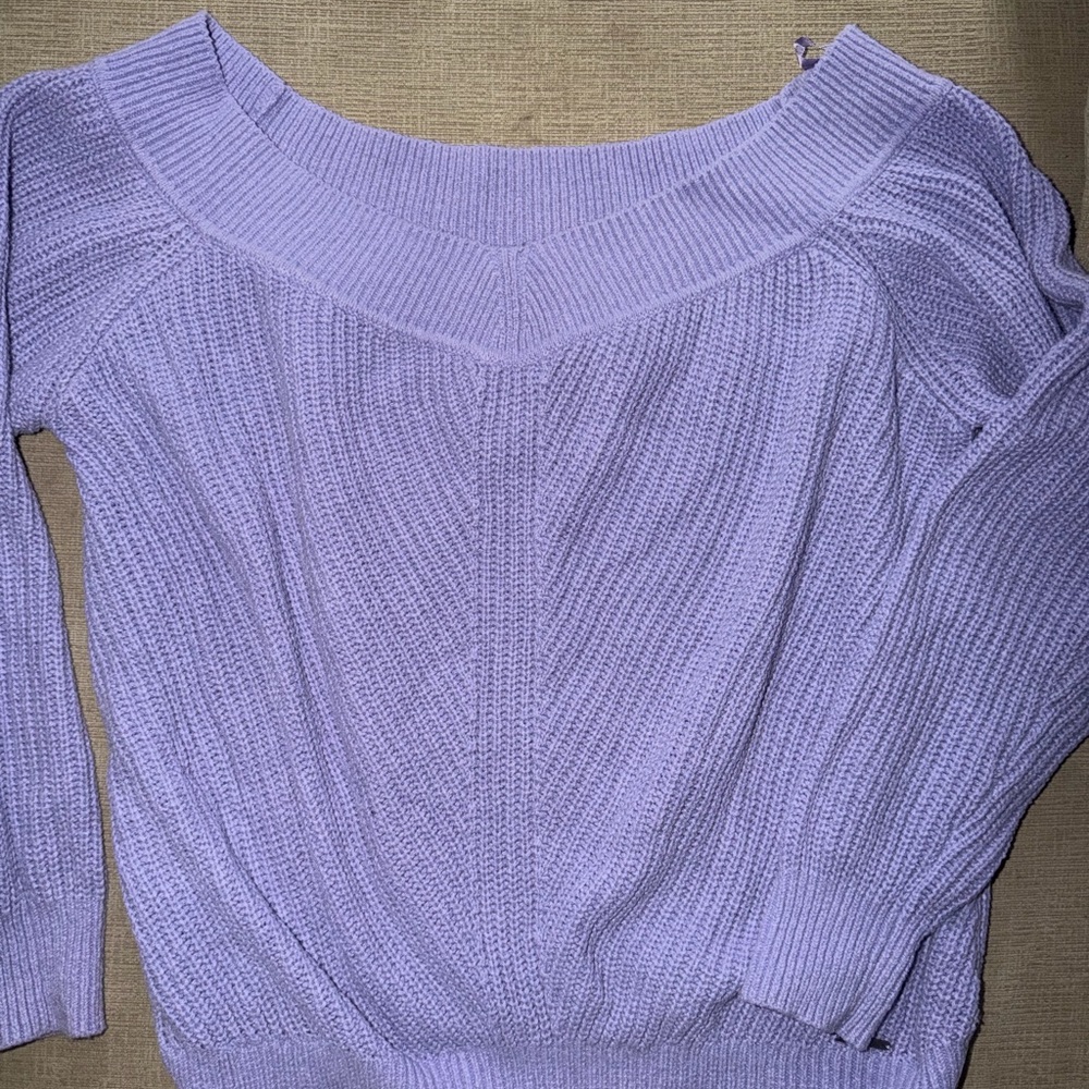 Abercrombie & Fitch Off-the-Shoulder Lavender Sweater